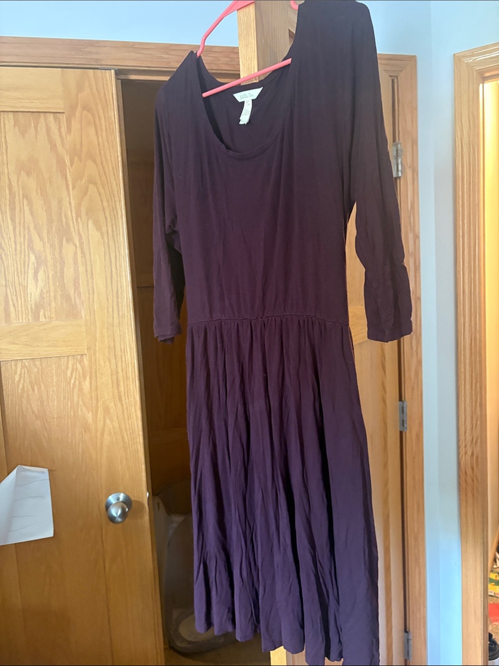 Matilda Jane Long Sleeve Scoop Neck Dress in Deep Plum